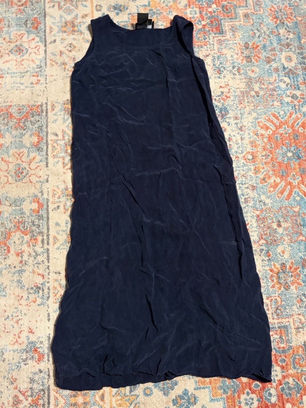 Vintage Carole Little Sleeveless Silky Navy Dress